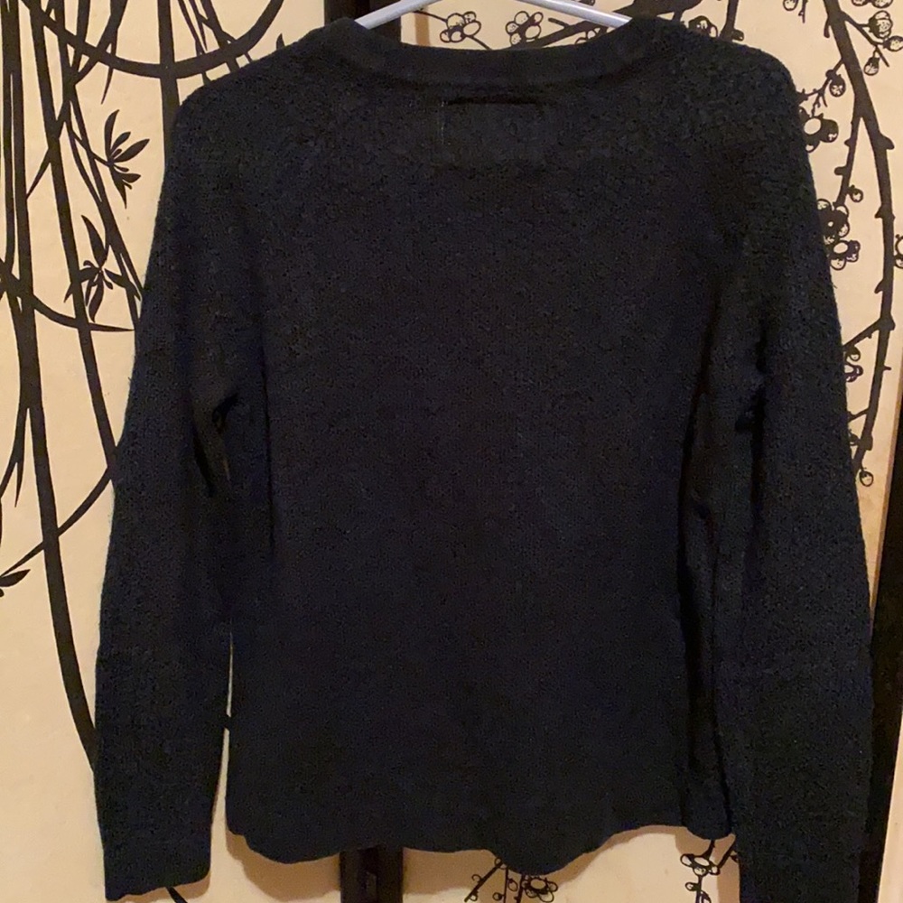 Abercrombie & Fitch Navy  Blue Zipper Neckline Chunky SweaterW/Gold Metal Logo - Picture 13 of 16